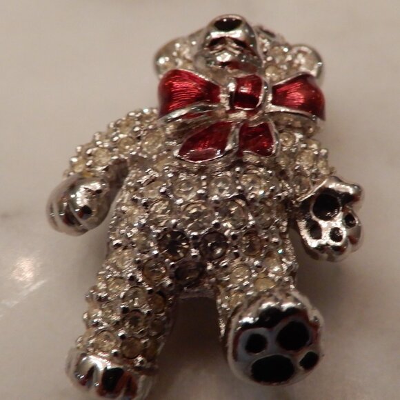 Swarovski Crystal Encrusted Bear Brooch - Picture 6 of 8